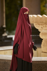 Safiyya Maroon Sleeveless Khimar - Soft Crepe Extra Long
