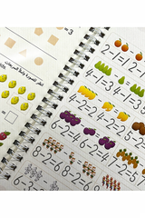 Set of 4 Arabic Copybooks For Tracing & Practicing Alphabet, Numbers, Drawings, & Math Solving Copybook With Erasable Pens