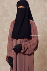 Black Two Layer Flap Niqab - Premium Wool Chiffon - Medium