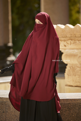 Safiyya Maroon Sleeveless Khimar - Soft Crepe Extra Long