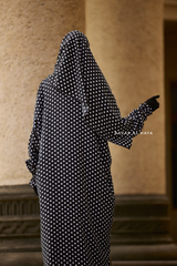 Prayer / Salah Dress One Piece Jilbab Polka Dot 100% Cotton - Super Breathable Comfy Style