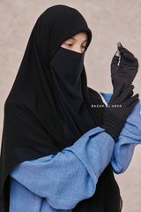 Square Scarf With Half Niqab Set In Black - Super Breathable - Quality