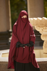 Safiyya Maroon Sleeveless Khimar - Soft Crepe Extra Long