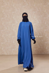 Steel Blue Salam 2 Abaya - Comfy Style Front Zipper - Nidha