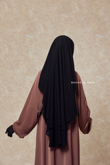 Black Two Layer Flap Niqab - Premium Wool Chiffon - Medium