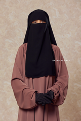 Black Two Layer Flap Niqab - Premium Wool Chiffon - Medium