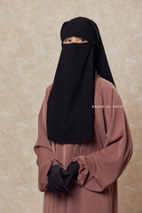 Black Two Layer Flap Niqab - Premium Wool Chiffon - Medium