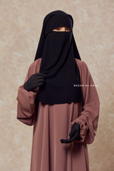 Black Two Layer Flap Niqab - Premium Wool Chiffon - Medium