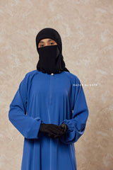 Steel Blue Salam 2 Abaya - Comfy Style Front Zipper - Nidha