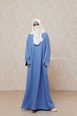 Blue Rahima Loose Fit Comfy Abaya With Pockets - Leon