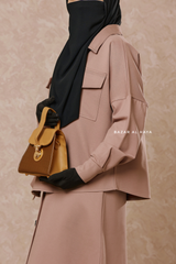 Crossbody Bag In Two Shade Brown - Gift