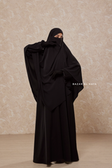 Black Salam 2 Abaya & Mubarak Khimar Maxi Set - Silk Crepe