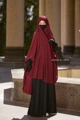 Safiyya Maroon Sleeveless Khimar - Soft Crepe Extra Long