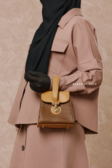 Crossbody Bag In Two Shade Brown - Gift