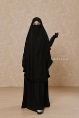 Black Ibadah Two-piece Jilbab with Skirt, Haj, Umrah Garment & Prayer Set