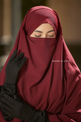 Safiyya Maroon Sleeveless Khimar - Soft Crepe Extra Long