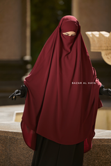 Safiyya Maroon Sleeveless Khimar - Soft Crepe Extra Long