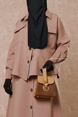 Crossbody Bag In Two Shade Brown - Gift