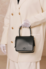 Unique Shaped Matte Crossbody Hand Bag In Black