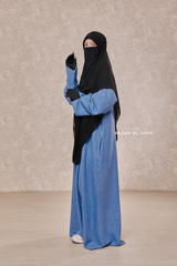 Square Scarf With Half Niqab Set In Black - Super Breathable - Quality