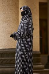 Prayer / Salah Dress One Piece Jilbab Polka Dot 100% Cotton - Super Breathable Comfy Style
