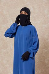 Steel Blue Salam 2 Abaya - Comfy Style Front Zipper - Nidha