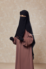 Black Two Layer Scarf Niqab - Long & Wide - Super Breathable Veil
