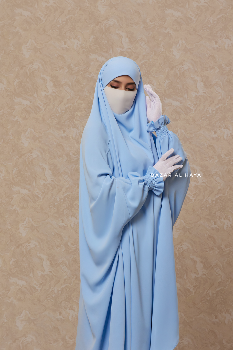 Hoor Baby Blue - Two Piece Jilbab With Skirt- Long & Loose