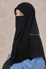 Square Scarf With Half Niqab Set In Black - Super Breathable - Quality