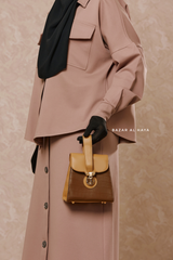 Crossbody Bag In Two Shade Brown - Gift