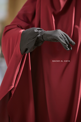 Safiyya Maroon Sleeveless Khimar - Soft Crepe Extra Long