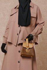 Crossbody Bag In Two Shade Brown - Gift