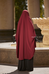 Safiyya Maroon Sleeveless Khimar - Soft Crepe Extra Long