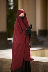 Safiyya Maroon Sleeveless Khimar - Soft Crepe Extra Long