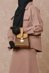 Crossbody Bag In Two Shade Brown - Gift