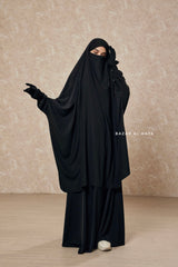 Black Hoor - Two Piece Jilbab With Skirt Set- Nida