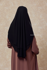 Black Two Layer Flap Niqab - Premium Wool Chiffon - Medium