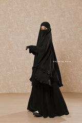 Black Ibadah Two-piece Jilbab with Skirt, Haj, Umrah Garment & Prayer Set