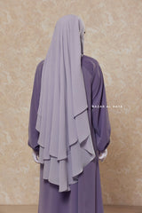 Silver Two Layered Three -In- One Snap Scarf, Khimar, Cape - Super Soft