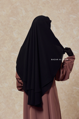 Black Two Layer Flap Niqab - Premium Wool Chiffon - Medium