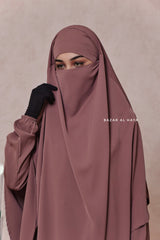 Taupe Rose Salam 2 Abaya & Mubarak Khimar Maxi Set - Nida