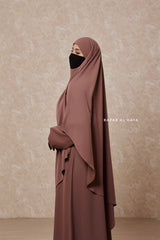 Taupe Rose Salam 2 Abaya & Mubarak Khimar Two Piece Set - Nida
