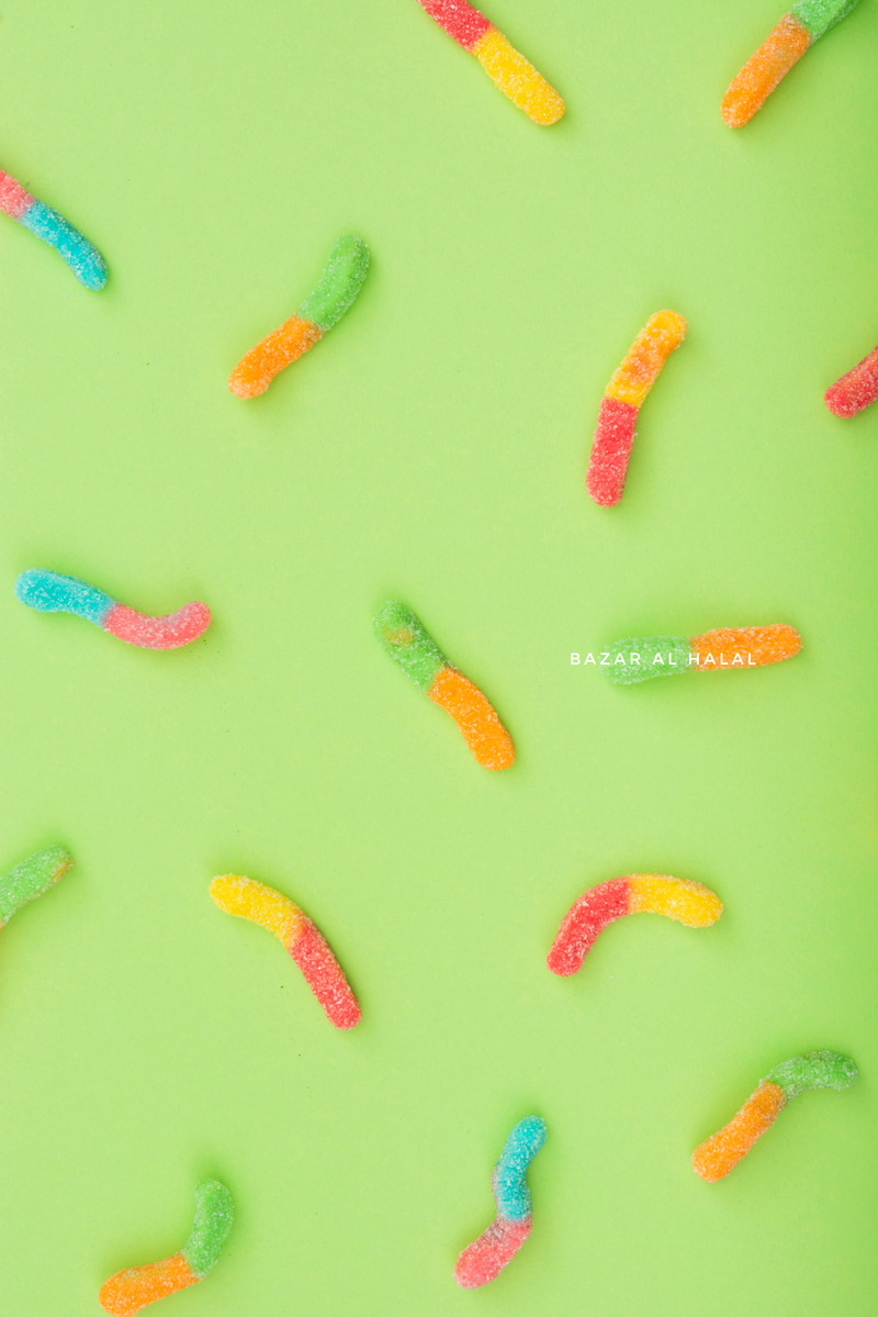 Halal Sour Neon Gummy Worms