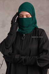 Badra Black Butterfly Abaya With Flair Bottom & Zipper Sleeves - Silk Crepe