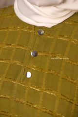 Kiwi Feruza Loose Fit Abaya With Pockets - Square Pattern Jakarta Woven