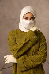 Kiwi Feruza Loose Fit Abaya With Pockets - Square Pattern Jakarta Woven