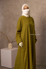 Kiwi Feruza Loose Fit Abaya With Pockets - Square Pattern Jakarta Woven