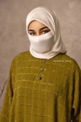 Kiwi Feruza Loose Fit Abaya With Pockets - Square Pattern Jakarta Woven