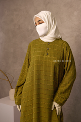 Kiwi Feruza Loose Fit Abaya With Pockets - Square Pattern Jakarta Woven