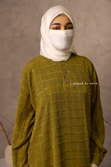 Kiwi Feruza Loose Fit Abaya With Pockets - Square Pattern Jakarta Woven